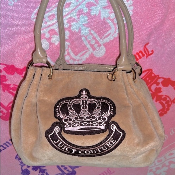 Vintage Tan Juicy Couture Purse Bag Satchel Handbag Velour...